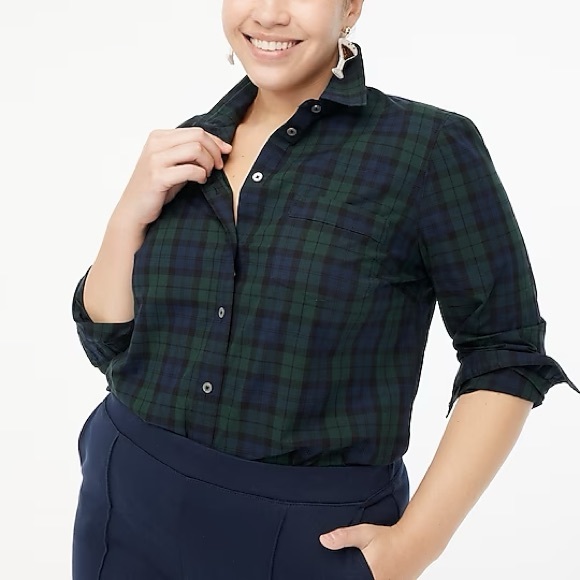 J. Crew Factory Tops - J. Crew Factory Black Watch Plaid Cotton Poplin shirt in Signature Fit